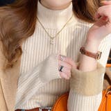 A：ベージュ | 「インナーいらずのぬくもり」裏起毛 ニット リブ | teddyshop