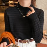 B：ブラック×ボーダー | 「インナーいらずのぬくもり」裏起毛 ニット リブ | teddyshop