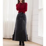 「カットアウト風なスリット」デニム スカート ロング | teddyshop | 詳細画像13 