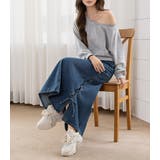 「カットアウト風なスリット」デニム スカート ロング | teddyshop | 詳細画像22 