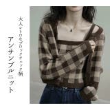 ニットカーディガン チェック クロップド丈 | teddyshop | 詳細画像17