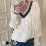 ケーブルニット セーター Vネック | teddyshop | 詳細画像1