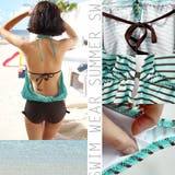 ミントカラーボーダー背中開き連体水着オールインワン水着 | terracotta | 詳細画像2