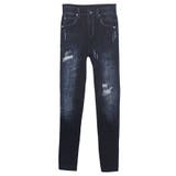 ２．裏パイルブラック | あったかいズボン デニム風 レギンス | terracotta