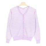 ８．ボーダーパープル | ニット カーディガン ニットカーデ | terracotta