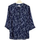 １．木の実柄ネイビー | シャツ ブラウス 七分袖 | terracotta