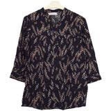 ２．木の実柄ブラック | シャツ ブラウス 七分袖 | terracotta