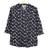 ５．ドット花柄ブラック | シャツ ブラウス 七分袖 | terracotta