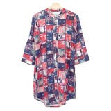 ６．赤紺ブロック | シャツ ブラウス ロング丈 | terracotta