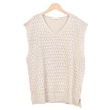 5.ベージュ | ニットベスト 透かし編み ニット | terracotta