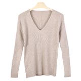 3.ベージュ | Vネック リブ ニットソー | terracotta