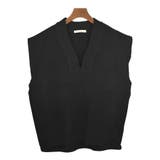 １．ブラック | ニットベスト レディース Vネック | terracotta