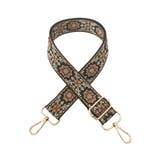 1.ブラック×オレンジ小花 | ショルダーストラップ バッグ用 太め | terracotta