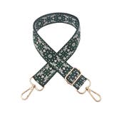 2.ブラック×グリーン小花 | ショルダーストラップ バッグ用 太め | terracotta