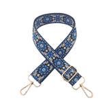 3.ブラック×ブルー小花 | ショルダーストラップ バッグ用 太め | terracotta