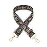 10.ブラック×ミント小花 | ショルダーストラップ バッグ用 太め | terracotta