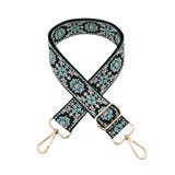 12.ブラック×水色小花 | ショルダーストラップ バッグ用 太め | terracotta