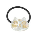 １．ホワイト | 猫 ヘアゴム ヘアアクセサリー | terracotta