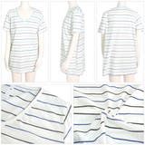 細ボーダー柄マリンルック Vネックロング丈半袖Tシャツカットソー | terracotta | 詳細画像3