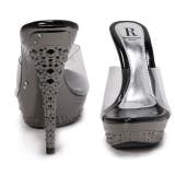 スタッズ風デザインオープントゥクリアサンダル ミュール キャバシューズ | Tika | 詳細画像4 