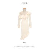 フリルアシンメトリーシアースリーブミディアムドレス 韓国ドレス エレガントドレス | Tika | 詳細画像7 