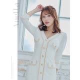 ツイード×フリンジパイピングミディアムドレス 韓国ドレス エレガントドレス | Tika | 詳細画像4 