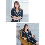 モノトーンパイピングエレガントタイトミディアムドレス 韓国ドレス 袖あり | Tika | 詳細画像3