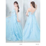 ボーン入りシースルーワンショルダーロングドレス 袖なし 立体フラワーモチーフ | Tika | 詳細画像10 