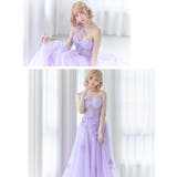 ボーン入りシースルーワンショルダーロングドレス 袖なし 立体フラワーモチーフ | Tika | 詳細画像2 