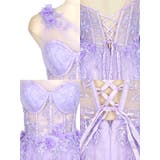 ボーン入りシースルーワンショルダーロングドレス 袖なし 立体フラワーモチーフ | Tika | 詳細画像12 