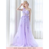 ボーン入りシースルーワンショルダーロングドレス 袖なし 立体フラワーモチーフ | Tika | 詳細画像4 