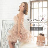 ピンクベージュ | バックシャンボリュームフリルミニドレス キャバドレス キャバ | Tika