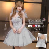 グレー | スパンコール×刺繍トップショルダーAラインフレアミニドレス ガーリードレス イベ… | Tika