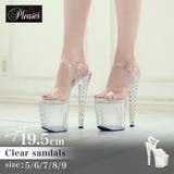 クリア | ビジューヒールアンクルストラップ付きクリアサンダル キャバサンダル 10cm以上 | Tika