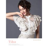 総柄シースルーミディアムドレス フリルスリーブ 刺繍 | Tika | 詳細画像1 