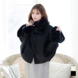 ブラック | Tika フェイクファーマフラー付きポンチョコート キャバドレス小物 | Tika