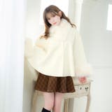 オフホワイト | Tika フェイクファーマフラー付きポンチョコート キャバドレス小物 | Tika