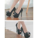 サテンリボンオープントゥハイヒールパンプス 14cmヒール 10cm以上 | Tika | 詳細画像2