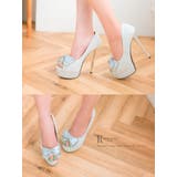 グリッターラメ×リボンデザインオープントゥパンプス ハイヒール 10cm以上 | Tika | 詳細画像2 