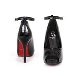 エナメルオープントゥパンプス＊10cmヒール×ストーム付き アンクルストラップパ… | Tika | 詳細画像4 