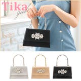 ブラック | フラワーモチーフビジュースクエア2WAYミニバッグ ハンドバッグ ショルダーバッグ | Tika