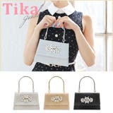 シルバー | フラワーモチーフビジュースクエア2WAYミニバッグ ハンドバッグ ショルダーバッグ | Tika
