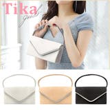 V字ビジューワンカラーサテン2WAYミニバッグ ハンドバッグ ショルダーバッグ | Tika | 詳細画像1