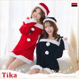 リボンショルダー×オフショルデザインサンタコスチューム サンタコスプレ | Tika | 詳細画像1