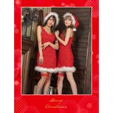 ショルダーリボンスパンコール×ツイードミニドレス クリスマスドレス サンタコスプレ | Tika | 詳細画像2