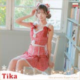 レッド | 白猫モチーフリボン×ツイードウエストカットサンタコスチューム サンタコスプレ | Tika