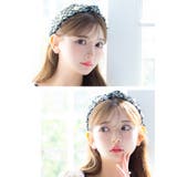パールビジュー×リボンデザインツイードカチューシャ 韓国アクセサリー | Tika | 詳細画像2