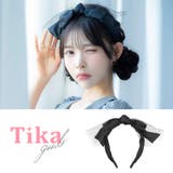 ブラック | メッシュ×ビッグリボンガーリーカチューシャ 韓国アクセサリー リボンカチューシャ | Tika