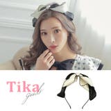 ねじれモノトーンビッグリボンカチューシャ 韓国アクセサリー ガーリーカチューシャ | Tika | 詳細画像1