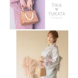 ドット柄スカーフ付きパールチャームかごバッグ 浴衣小物 ハンドバッグ | Tika | 詳細画像2